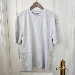 ZARA Basic Relaxed Boxy Fit Light Grey Cotton T-shirt Size X Large